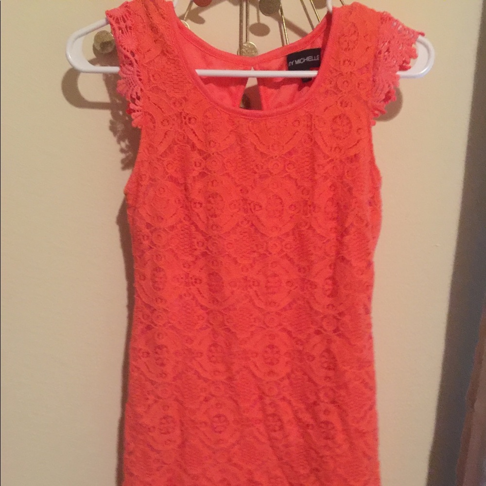 My michelle orange lace dress